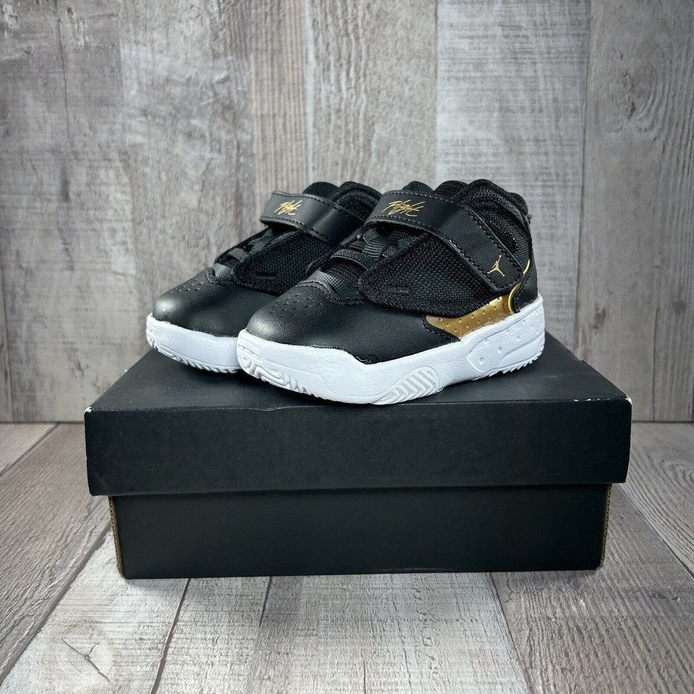 Jordan Max Aura 4 TD Baby's Shoes Black Metallic Gold-White Size 6C DQ8402-071
